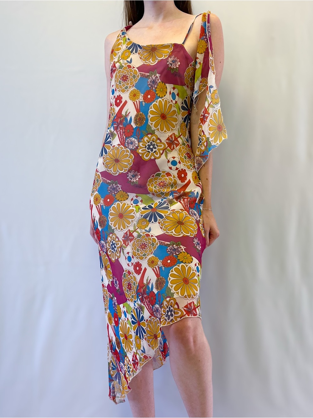 1900s Smart Set Colourful Floral Print Midi Dress
